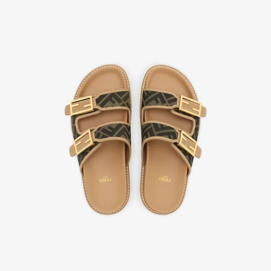 FENDI Brown FF fabric sandals