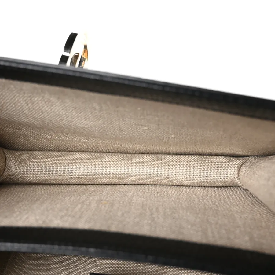 Gucci Small Interlocking G Shoulder Bag Black Dollar Calfskin Leather Gold Hardware