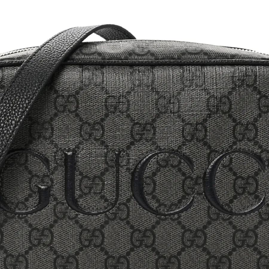 Gucci Mini Shoulder Bag Grey/Black GG Supreme Monogram Canvas Aged Silver Hardware