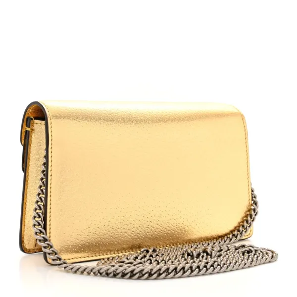 Gucci Super Mini Dionysus Shoulder Bag Metallic Gold Calfskin Leather Aged Silver Hardware - Image 3