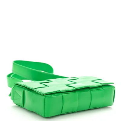 Bottega Veneta Maxi Intrecciato Small Cassette Crossbody Bag Grass Paper Calfskin Leather