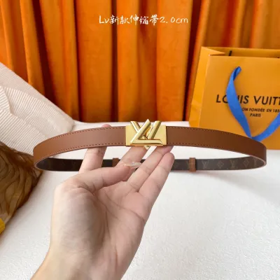 Louis Vuitton Women's GO-14 Adjustable Belt In Black/Brown/White Calfskin And Monogram Canvas With Gold/Silver Hardware 20mm