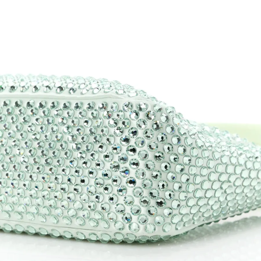 Prada Mini Re-Edition 2000 Bag Acqua Satin & Crystal