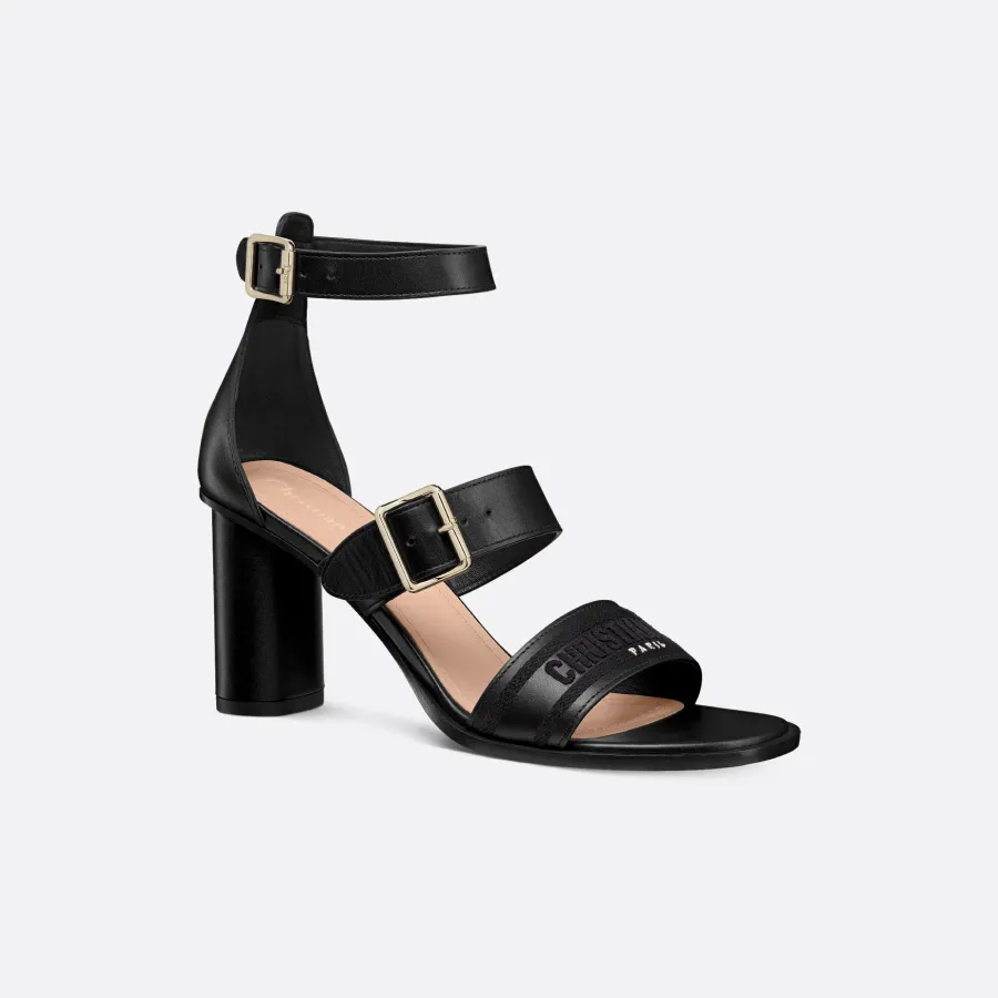 Dior black thick heel high-heeled sandals