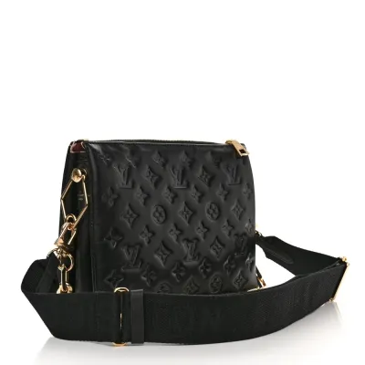 Louis Vuitton Coussin PM Black Embossed Monogram Lambskin Leather Gold Hardware