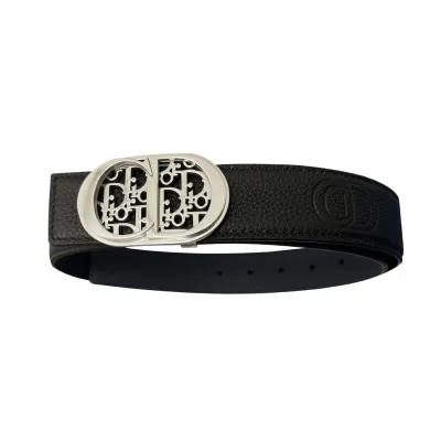 Dior Men' s Oval Buckle Belt In Black Calfskin With Silver/Gold/Gun Black Hardware 35mm