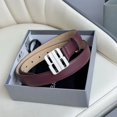 Balenciaga Women's Nano Belt In Red/Black Smooth Calfskin With Gold/Silver Hardware 25mm