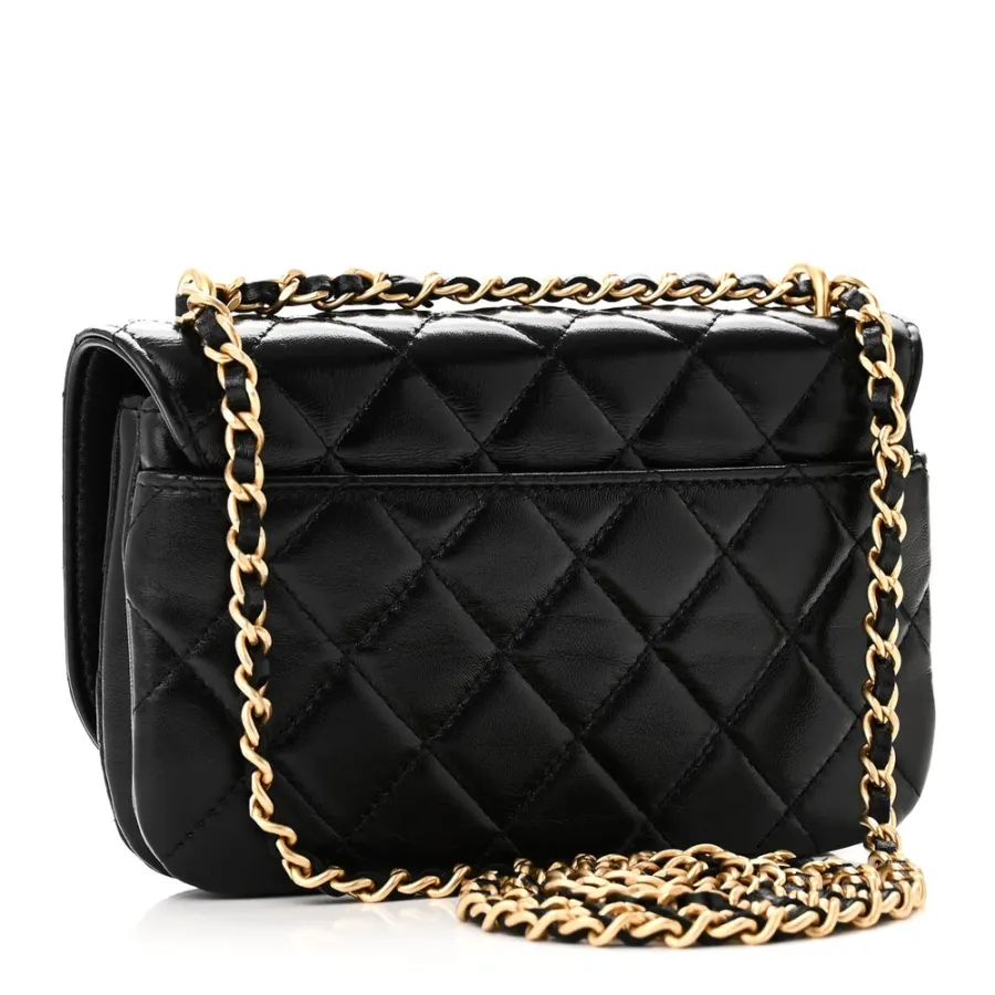 Chanel Flap Phone Holder - Small Black Quilted Lambskin