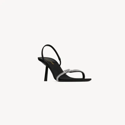 Yves Saint Laurent Black stiletto sandals with drill tips