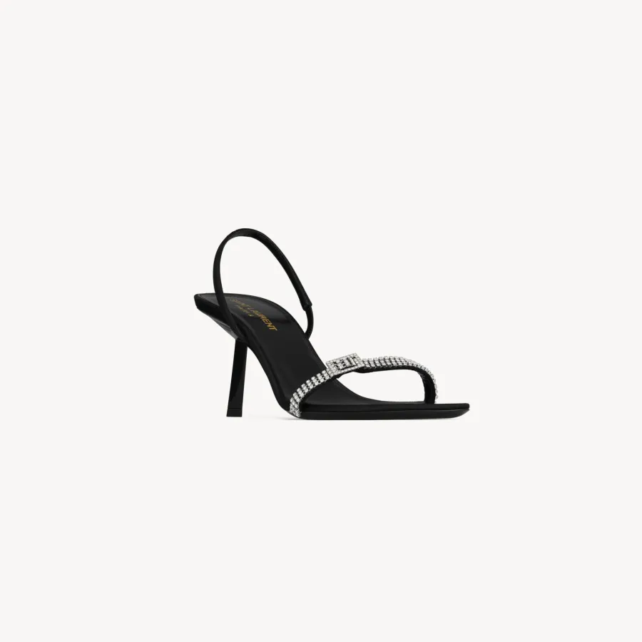 Yves Saint Laurent Black stiletto sandals with drill tips