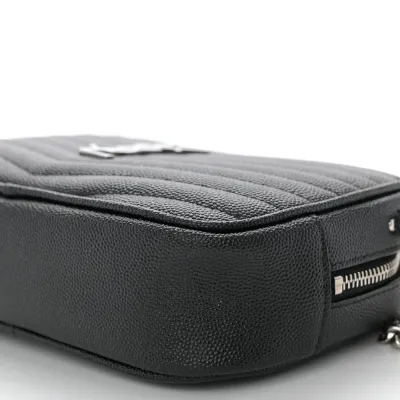 Saint Laurent Mini Lou Camera Bag Black Monogram Grain De Poudre Matelasse Leather Silver Hardware
