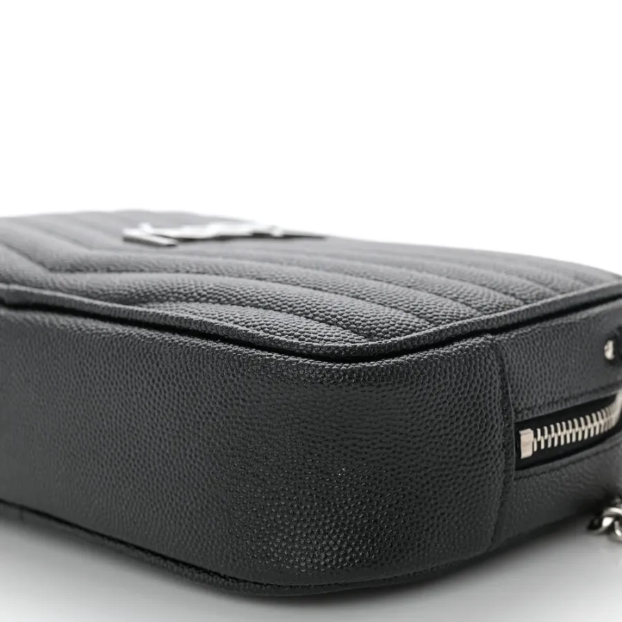 Saint Laurent Mini Lou Camera Bag Black Monogram Grain De Poudre Matelasse Leather Silver Hardware