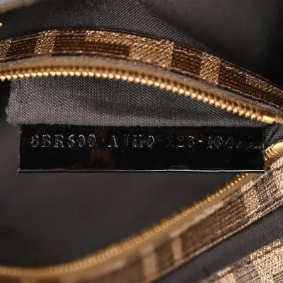 Fendi FF 1974 Hairdo Girls Inlay Baguette Mogano/Panna/Multicolor Glazed Fabric Gold Hardware