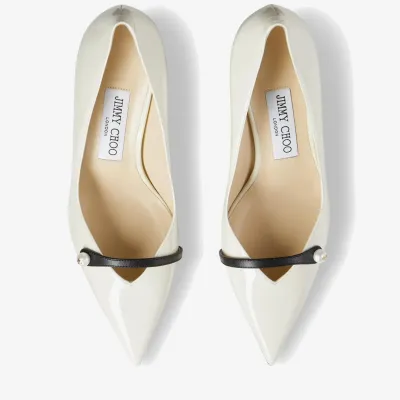 JIMMY CHOO Pearl-embellished patent leather pointed heels