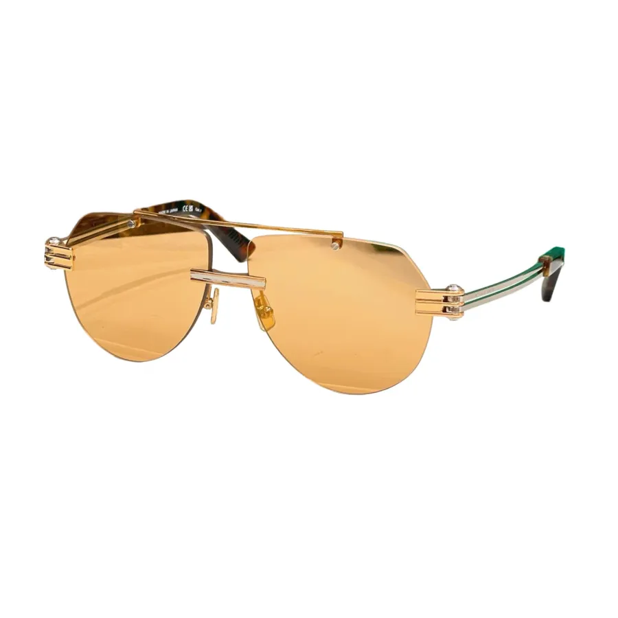 Bottega Veneta Pilot glasses blue/lime green/black/apricot/tawny/leopard brown color Size 51口23-140