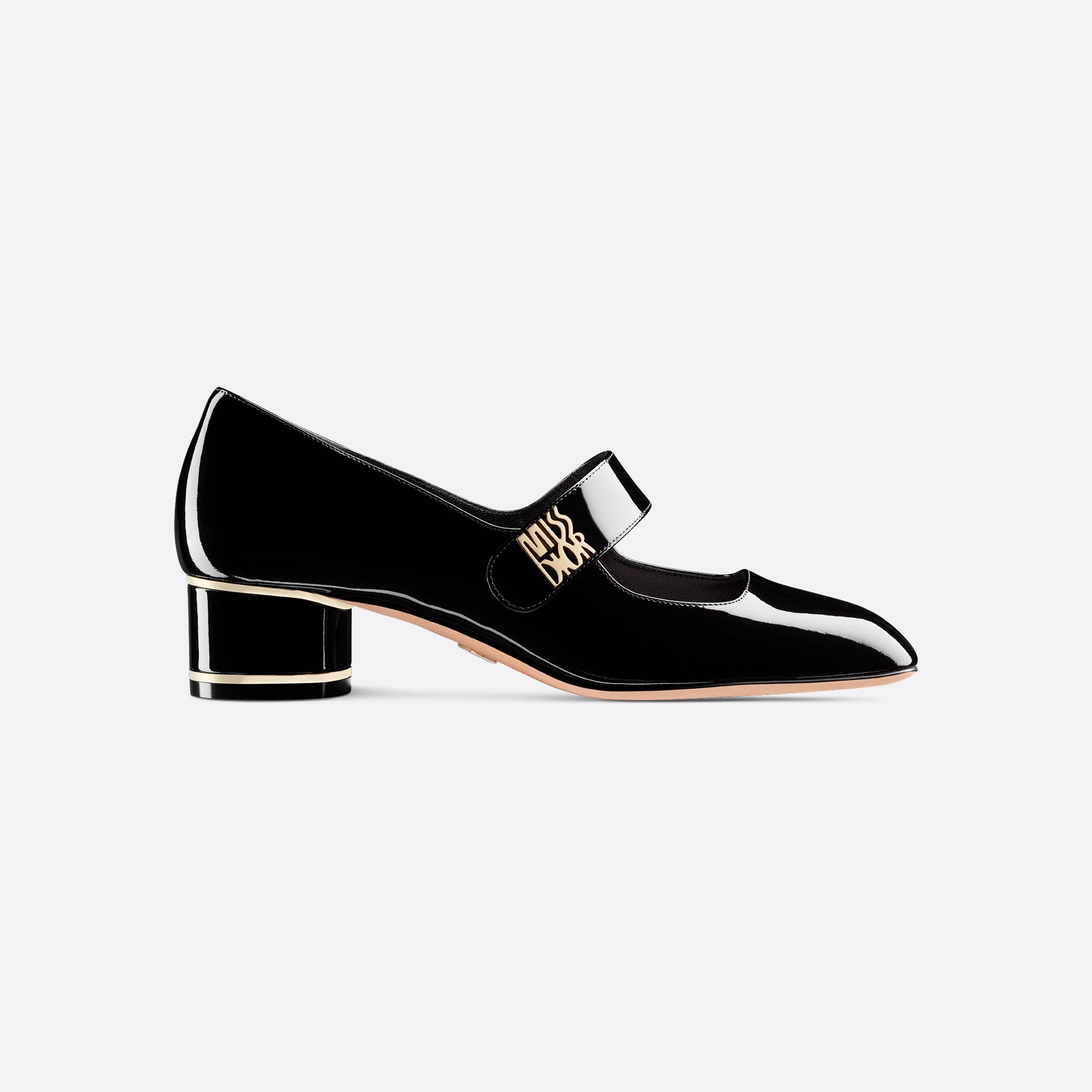 Dior saltos pretos com salto grosso e salto quadrado sapatos de salto alto