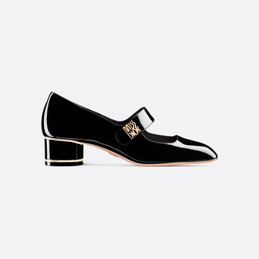 Dior black heels with thick heels and square heels high heels shoes