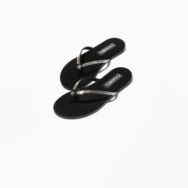 Chanel black with silver suede suede and rhinestones Slippers - Image 2