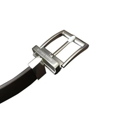 Bottega Veneta Men's  Square Buckle Belt In Coffee/Black Calfskin With Silver Hardware 35mm