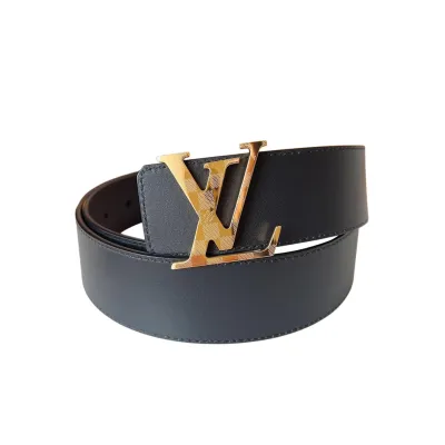 Louis Vuitton Men's Damier Buckle Reversible Belt In Black Calfskin With Gold/Silver Hardware 40mm