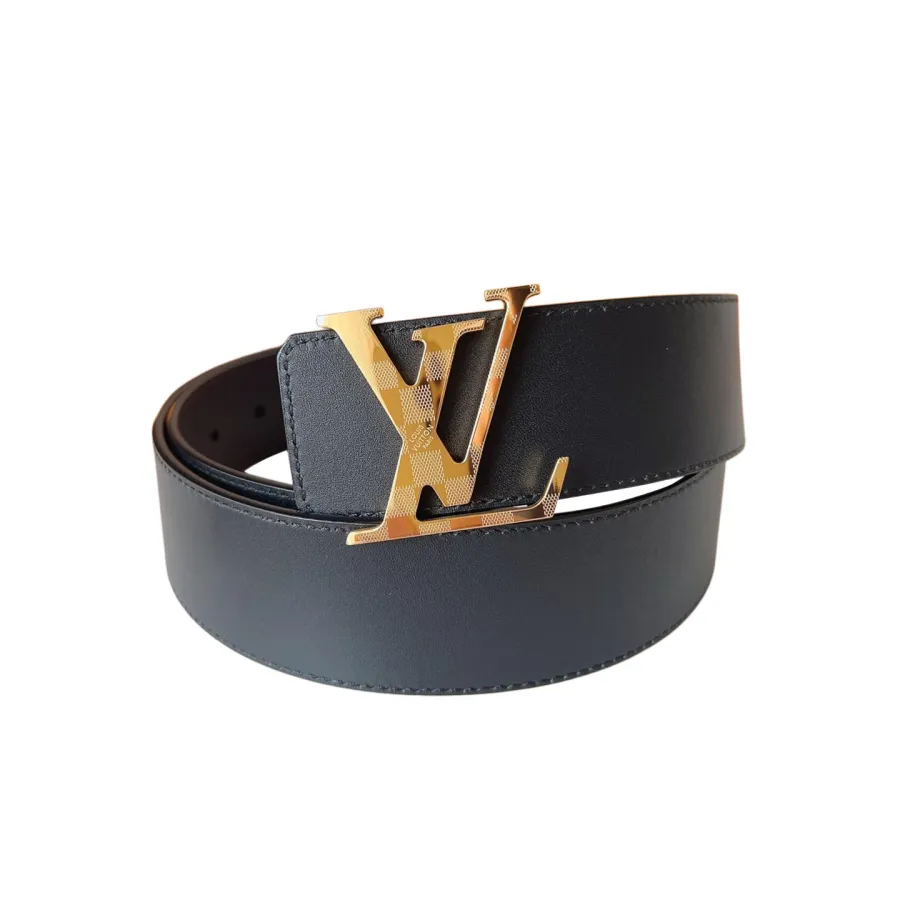 Louis Vuitton Men's Damier Buckle Reversible Belt In Black Calfskin With Gold/Silver Hardware 40mm