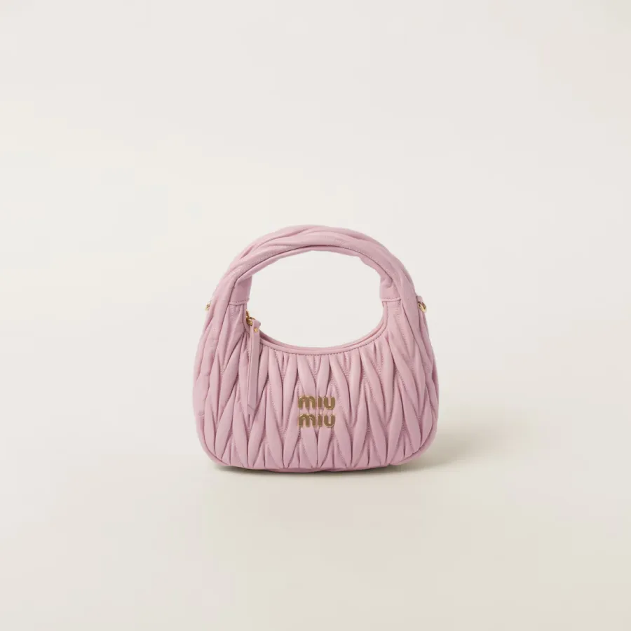 Miu Miu Wander Matelassé Quilted Lambskin Leather handbag Pink Crossbody Bags