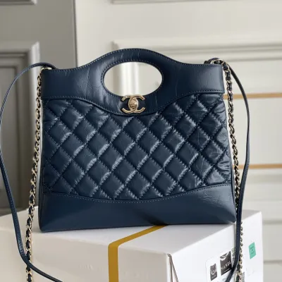 Chanel Oil Wax Leather Blue / Black Crossbody Bags