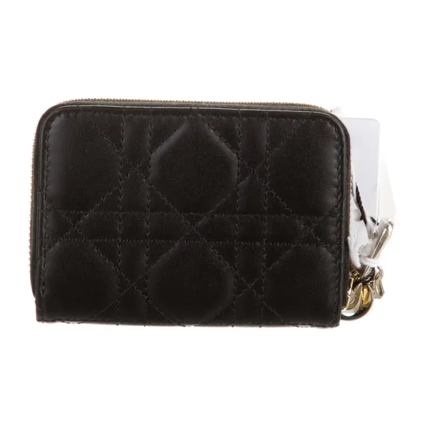 Dior Medium Lady Dior Zip Compact Wallet Black Calfskin Leather Gold Hardware - Image 2
