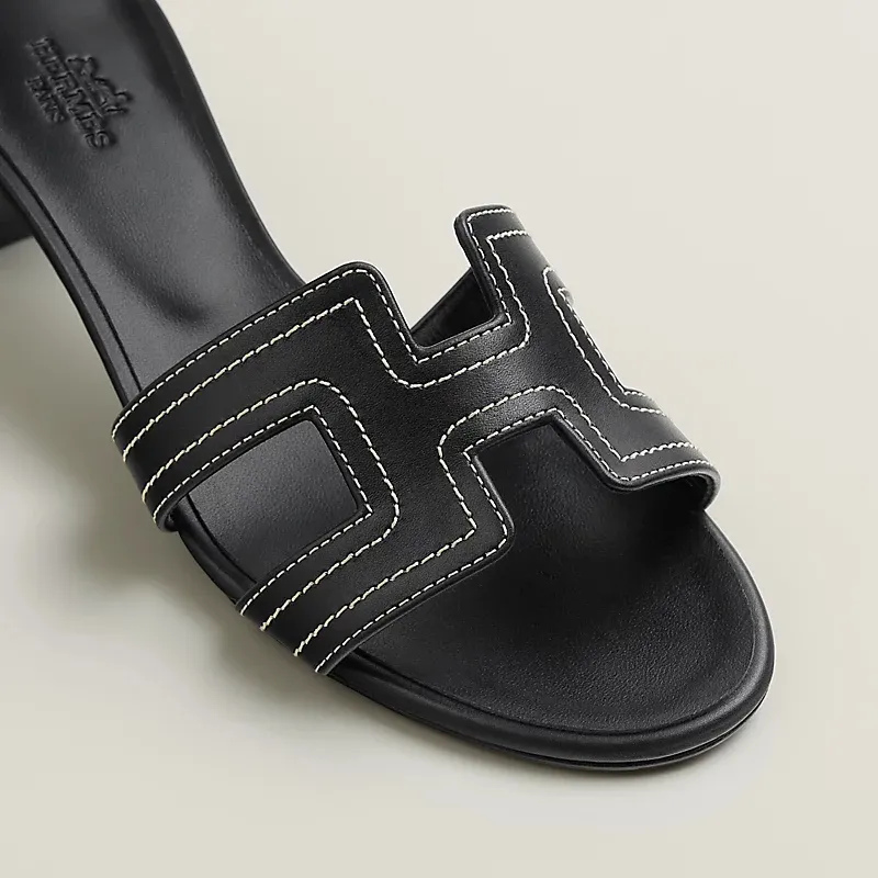 HERMES Oasis Slippers High-heeled slippers Black High Heels Sandal