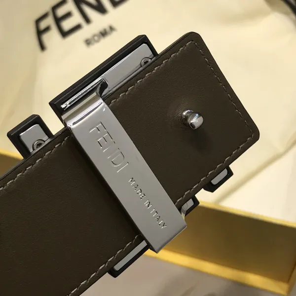 Fendi Men's FF Gradient Buckle Belt In Black Epsom Calfskin With Silver Hardware 38mm - Image 4