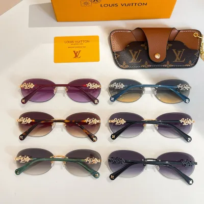 Louis Vuitton Oval glasses red/teal/green/black/black gold/leopard color Size 64口16-145
