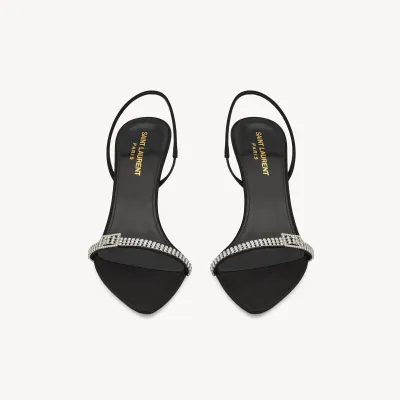 Yves Saint Laurent Black stiletto sandals with drill tips