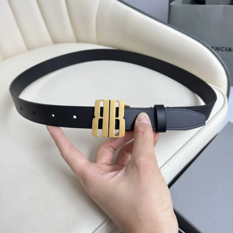 Balenciaga Women's Nano Belt In Red/Black Smooth Calfskin With Gold/Silver Hardware 25mm