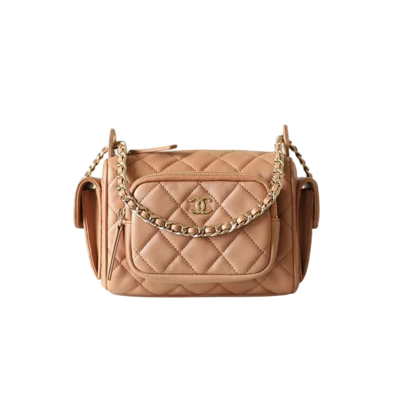 Chanel Black / Red / Milk Tea color Crossbody Bags