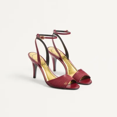 VALENTINO  Crystal trim satin heel sandals (8.5 cm high heel)