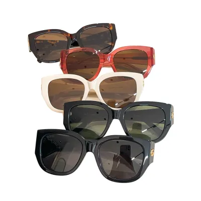 Gucci square frame glasses black/black gold/leopard/red/ivory color Size 52口17-145