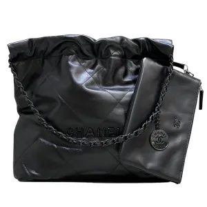 Chanel 22bags Black Black Buckle / Black Silver Buckle Shoulder Bags