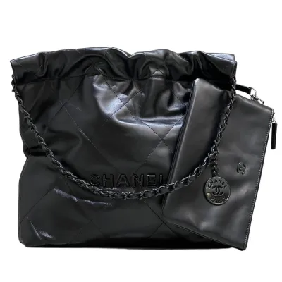 Chanel 22bags Black Black Buckle / Black Silver Buckle Shoulder Bags