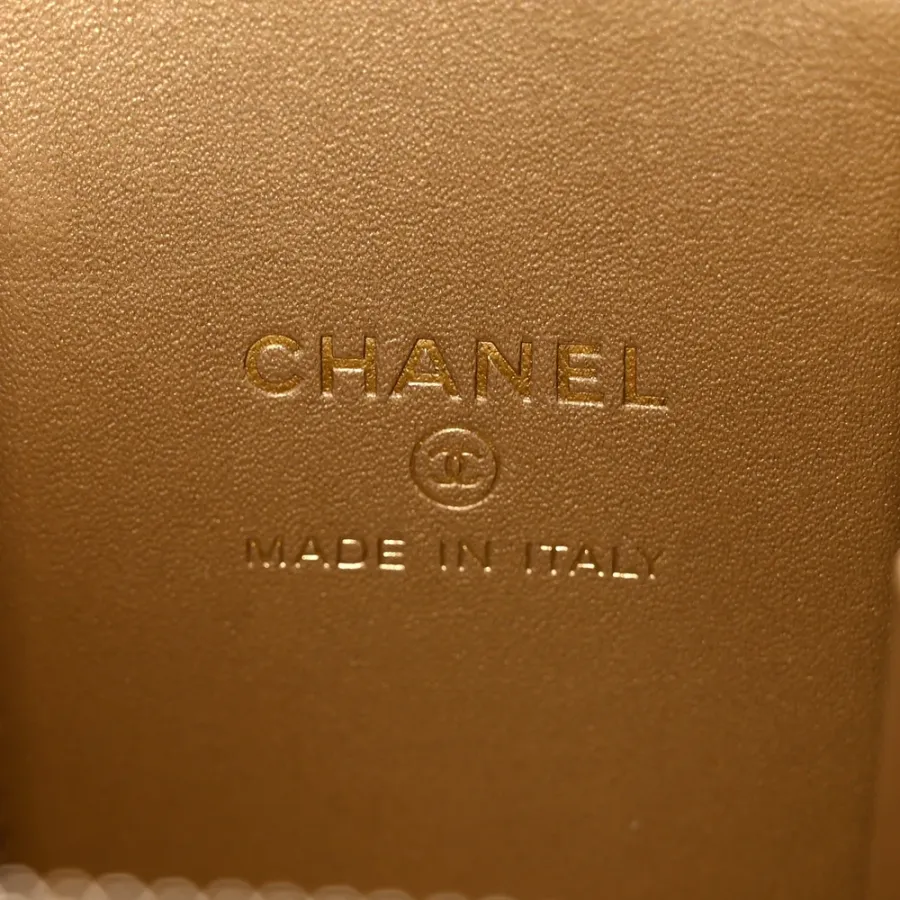 Chanel Pearl Crush Vanity Case With Chain Mini Black Quilted Lambskin Leather Gold Hardware