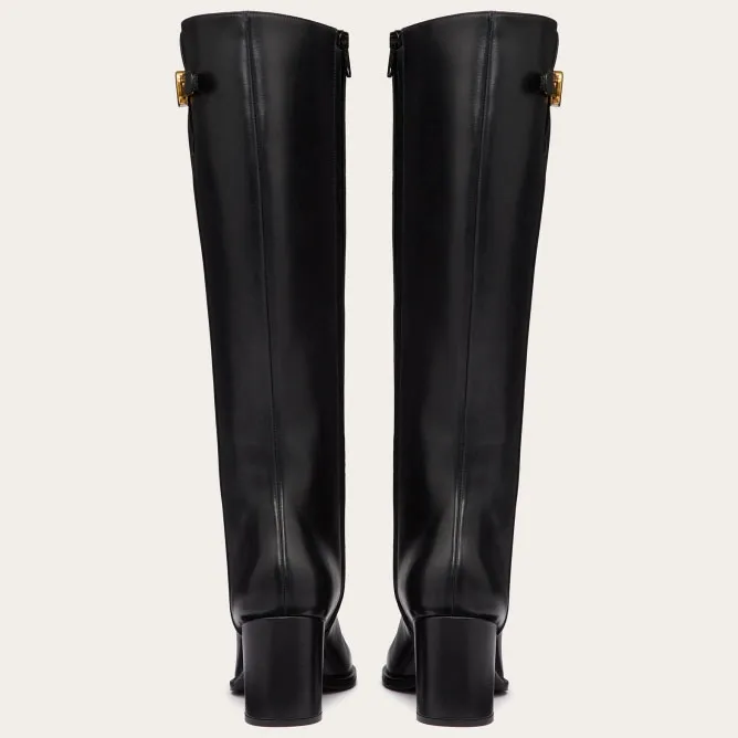 VALENTINO VLOGO SIGNATURE Calf leather high boots (heel 7cm high)