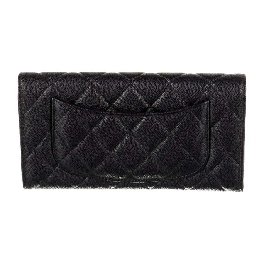 Chanel Medium Interlocking CC Logo Continental Wallet Blue Lambskin Leather Gold Hardware