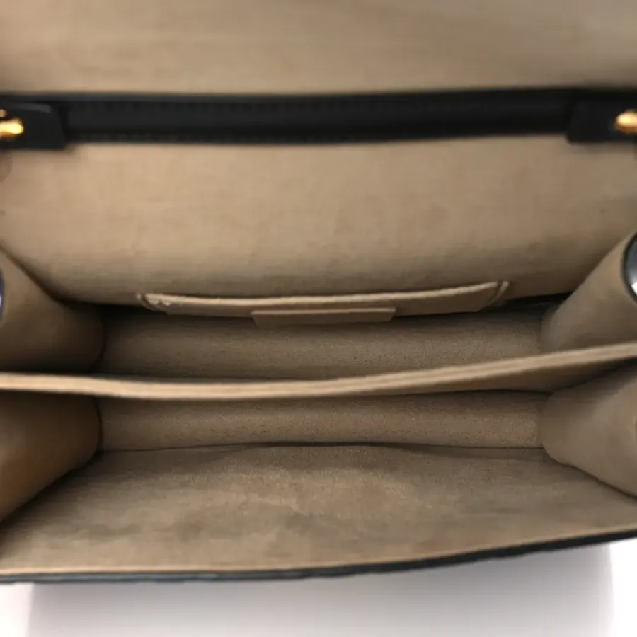 Fendi Small FF 1974 Embossed Kan U Shoulder Bag Maya/Black Bi-Color Liberty Vitello Leather Gold Hardware