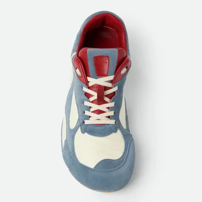 Bottega Veneta Orbit Flash Sneakers In Ice/Sea Salt Suede And Nylon Lace-Up Sneaker With Leather Trims