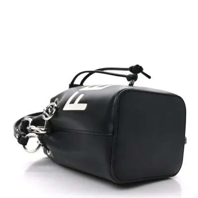Fendi Mini F is Fendi Logo Embossed Mon Tresor Bucket Bag Black King Vitello Leather Silver Hardware