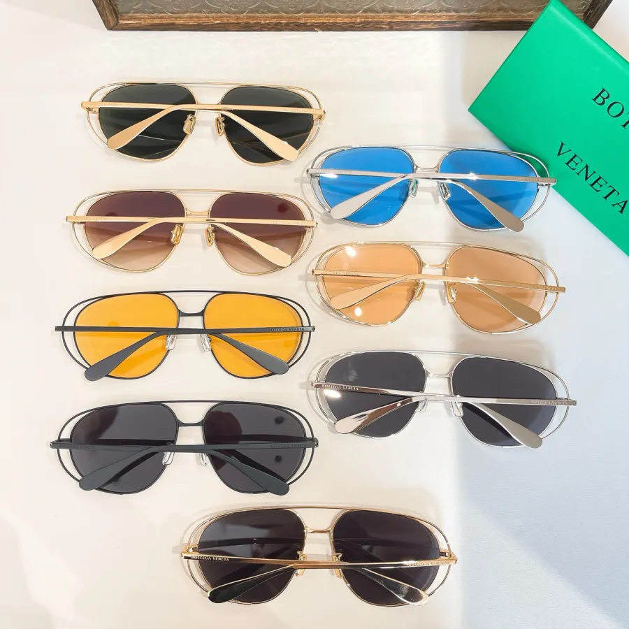 Bottega Veneta Pilot glasses blue/orange/apricot/brown/green/black gold/black silver/black color Size 132口1-120