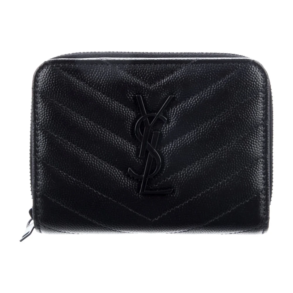 Saint Laurent Bolsa Compacta Pequena Couro Bezerro Preto