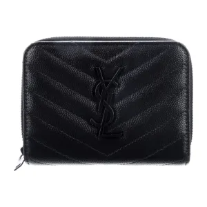 Saint Laurent Small Compact Wallet Black Calfskin Leather