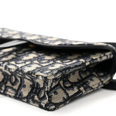 Dior Mini Saddle Belt Bag Blue Oblique Canvas Brass Hardware