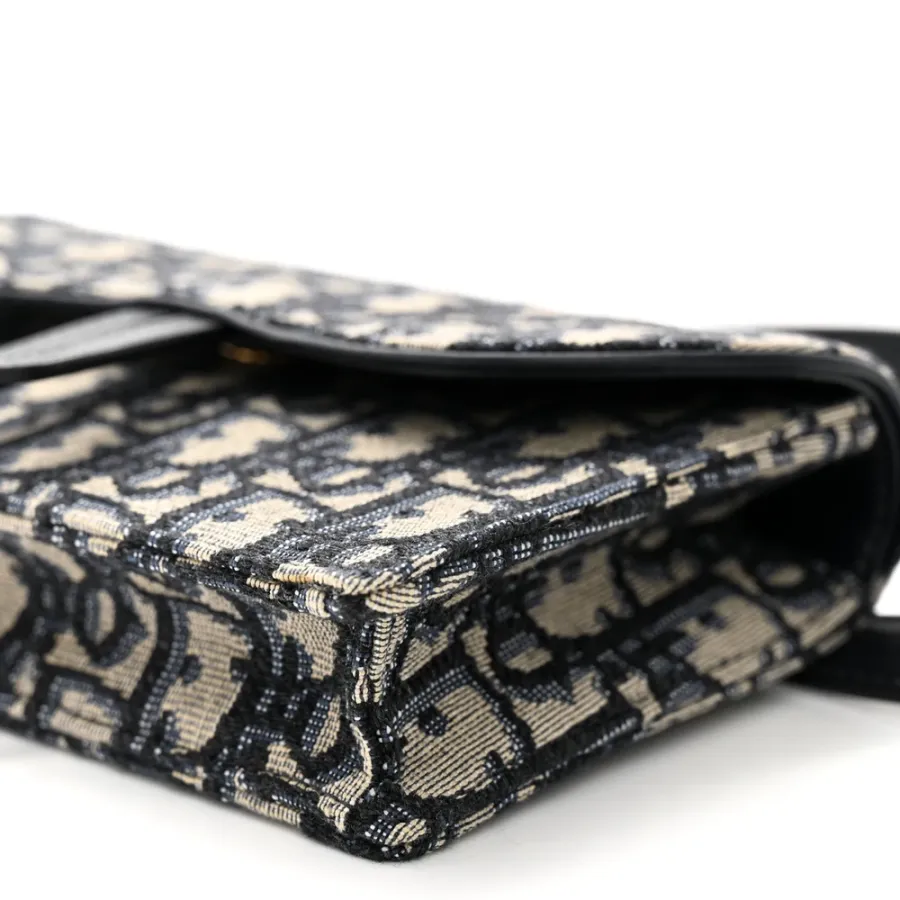 Dior Mini Saddle Belt Bag Blue Oblique Canvas Brass Hardware