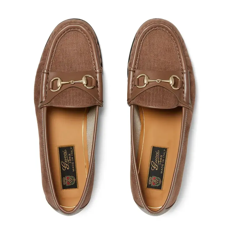 Gucci brown horse bit buckle flat bottom Loafers